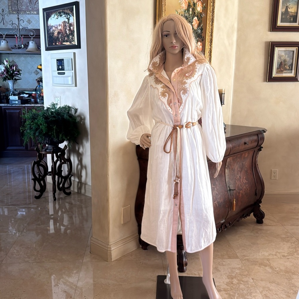 Zimmermann White and Pink Long Sleeve Dress size 2(6-8),brand new with a tag